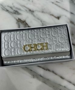 Billetera Grande Caja Para Dama CH Plateada