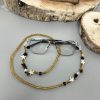 Portagafas Dorado Con Estrella Blanca Y Piedras Cafes