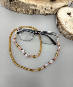 Portagafas Dorado Con Piedras Transparentes