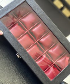 Caja Exhibidora Negra Rojo Lisa x12