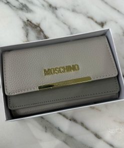 Billetera Grande Caja Para Dama Moschino Gris